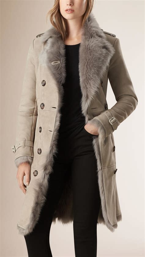 burberry grey shearling coat|Burberry prorsum shearling jacket.